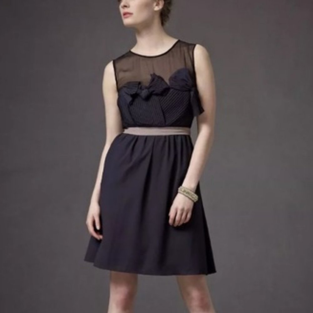 BHLDN Pleated Origami Dress in Navy